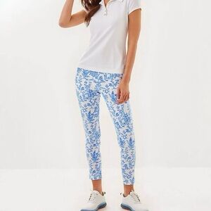 Lilly Pulitzer Luxletic Corso Pant UPF 50+ Resort White Tall Tales Golf Size 4